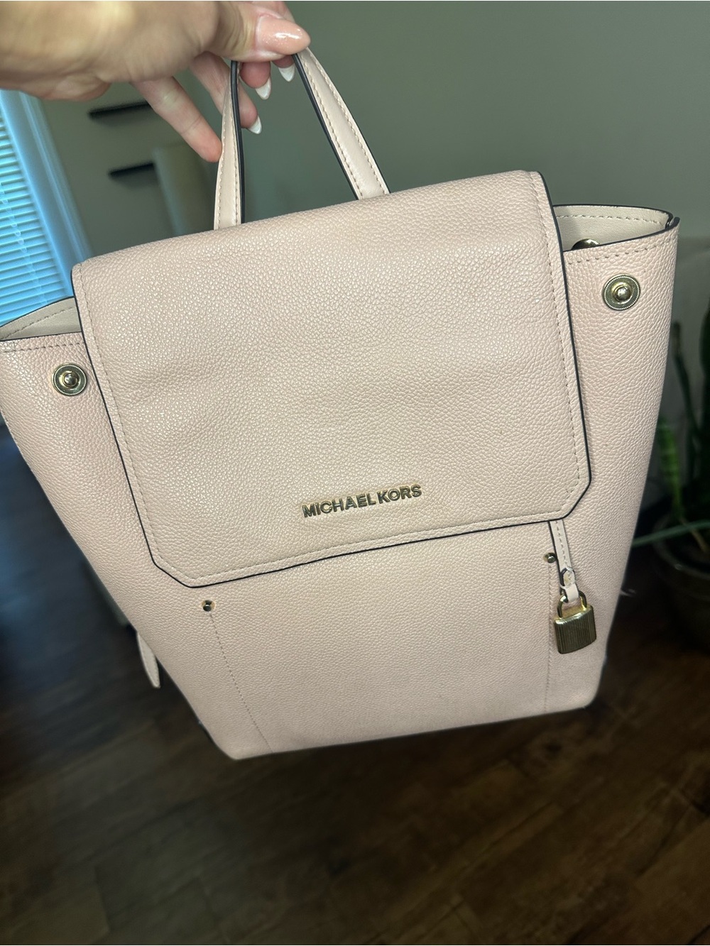 Michael Kors Pale Blush Pebble Leather Backpack
